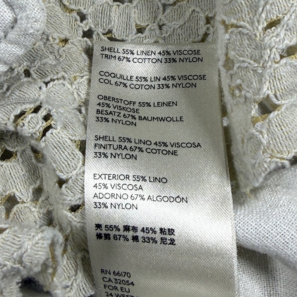 Free People Cream Linen Blend Lace Trim Military‎ Peplum Jacket XS - Picture 8 of 11